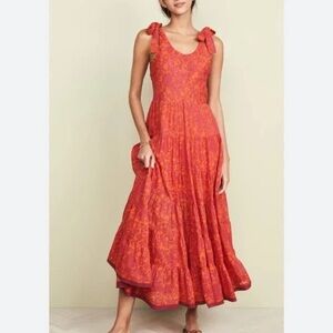 Free People Red and Orange Maxi Dress
